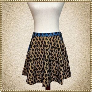 English Rose Leopard Print A Line Skirt Medium